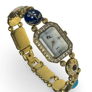 Vintage Franz Xavier Watch with Enameled and Jeweled Band